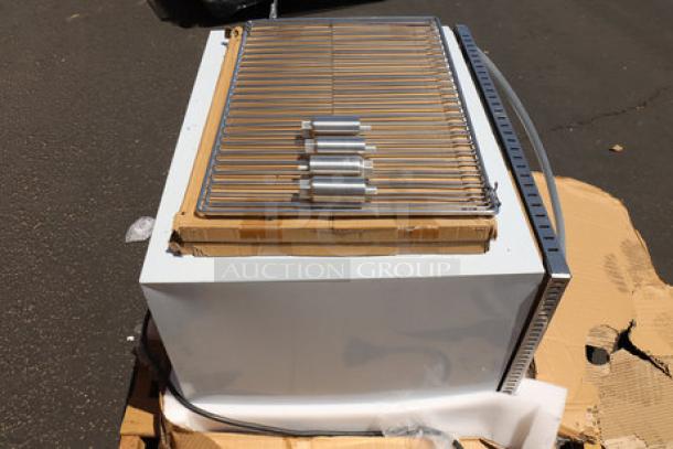 Brand new Avantco CO-46M countertop convection oven with moisture injection, shown in packaging. Model 177CO46M.