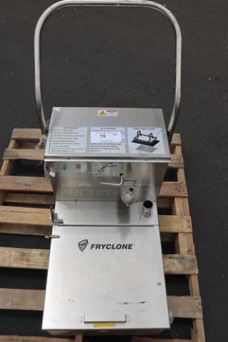 Fryclone 259OFM85 portable fryer oil filter machine, 85 lb. capacity, 2-way pump, stainless steel, possibly missing parts.