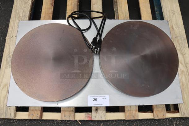 Brand new Krampouz CECIJ4 dual electric cast iron crepe maker, 15 3/4", 240V/3600W, scratched and dented, serial 956795510050.
