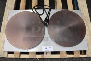 Brand new Krampouz CECIJ4 dual electric cast iron crepe maker, 15 3/4", 240V/3600W, scratched and dented, serial 956795510050.