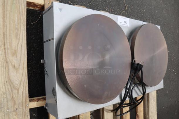 Brand new Krampouz CECIJ4 dual electric cast iron crepe maker, 15 3/4", 240V/3600W, scratched and dented, out of packaging.