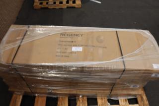 Regency 600PRW20SLKD 20 Pan Side Load Wire Bun Rack, unassembled, in original packaging. Labeling error noted.