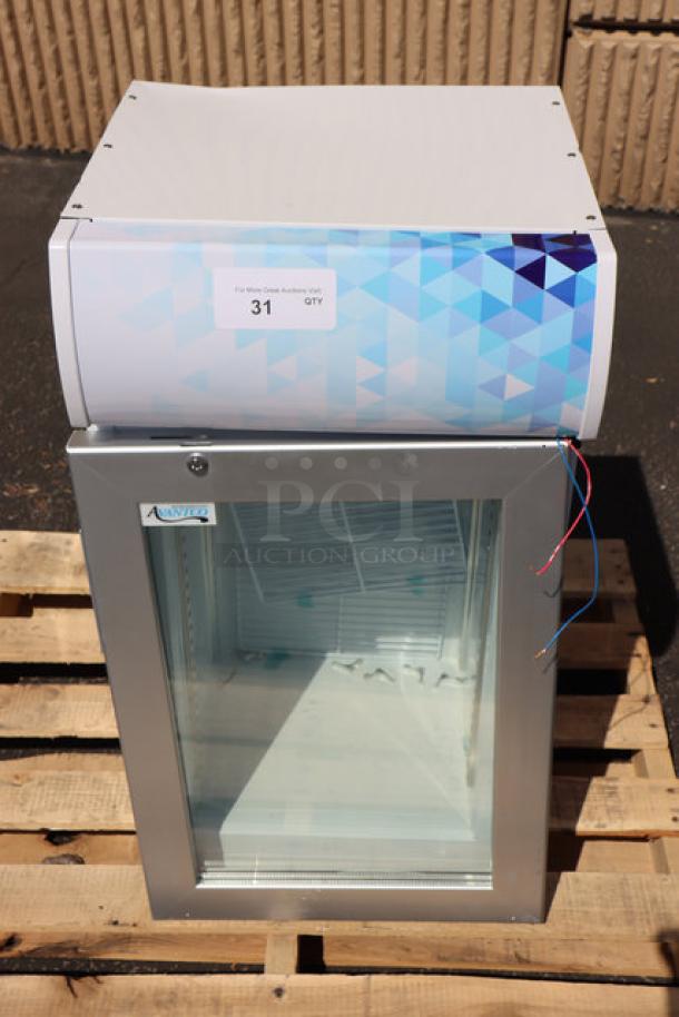 Brand new Avantco CFM2LB countertop freezer, customizable, white with swing door, top-lit header, minor scratches, tested.