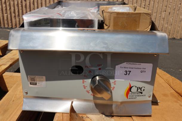 Cooking Performance Group GT-CPG-15-NL 15" gas griddle, brand new, with flame failure protection, thermostatic controls, 30,000 BTU.