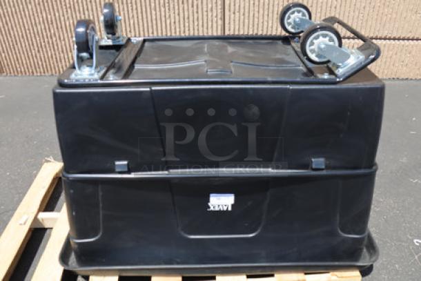 Lavex 12 Cu. Ft. Black Cube Truck, Model 475CT12400BK, 600 lb capacity, unused. Front wheels require adjustment.