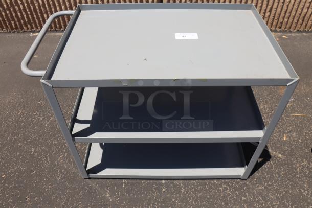 Lavex 36" x 24" x 35" steel utility cart, three trays, fully welded, light scratches, missing wheels, model 257LSUC24363.