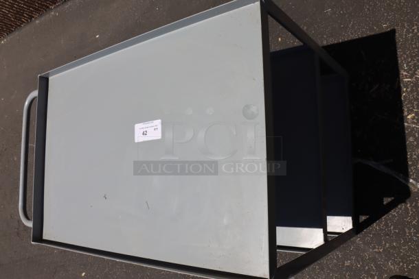 Lavex 36" x 24" x 35" steel utility cart, brand new scratch-n-dent, missing wheels. Model 257LSUC24363. Label marked 42.