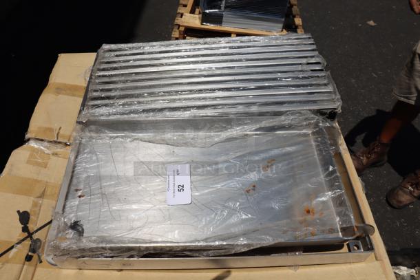 Avantco 177AOGB2427 24"x27" griddle/broiler top, brand new, wrapped, on pallet. Label shows item code 52.