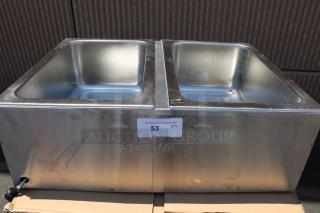 ServIt FW200D dual well electric food warmer, new scratch & dent, stainless steel, digital controls, 12"x20", 120V, 2000W.