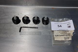 Brand new Lancaster Table & Seating 1/4" self-adjusting leveling table feet, model 349levelfeet, with Allen wrench.