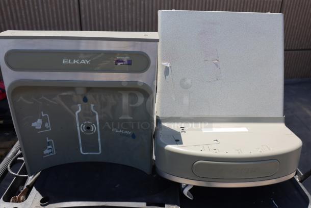 Zurn Elkay EZSDWSLK ezH20 light gray hands-free bottle filling station with drinking fountain. Scratch and dent condition.