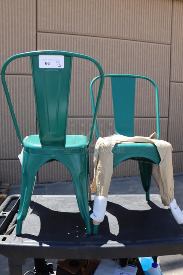 Lancaster Table & Seating 164CMCAFEARC Alloy Turquoise Outdoor Cafe Chairs, brand new, out of packaging, set of 2.