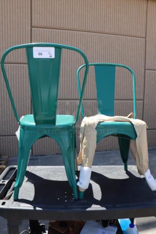 Lancaster Table & Seating 164CMCAFEARC Alloy Turquoise Outdoor Cafe Chairs, brand new, out of packaging, set of 2.