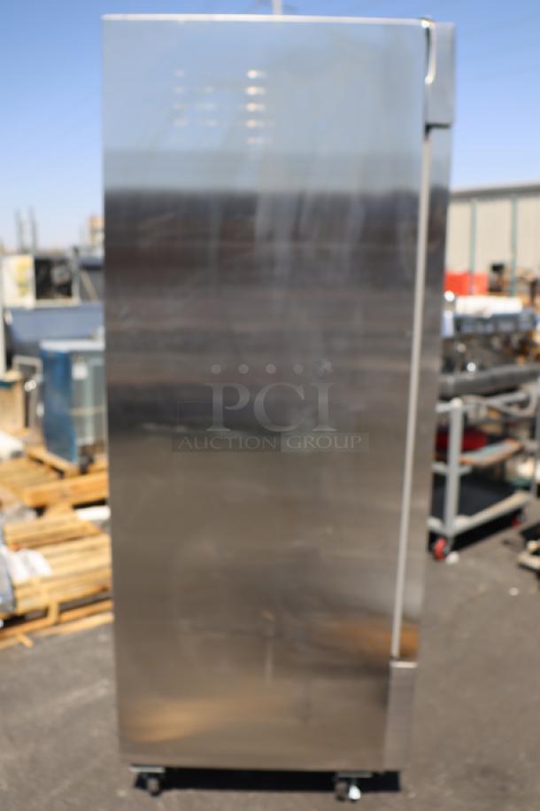 Brand new Avantco A-49R-HC 54" solid door reach-in refrigerator. Features: 115V, 6.2A, 1 phase, 516W. Some scratches.