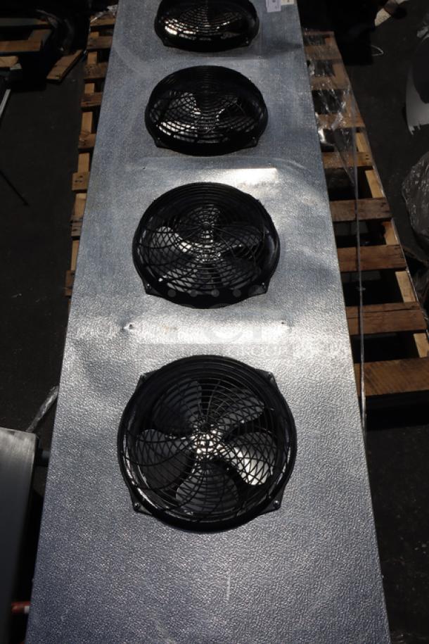 Kol-Pak AM46-141-1EC-PR-8 evaporator assembly with minor dents, damaged fan covers. Model shown on wooden pallet.