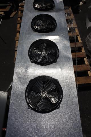 Kol-Pak AM46-141-1EC-PR-8 evaporator assembly with minor dents, damaged fan covers. Model shown on wooden pallet.