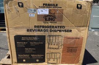 Carnival King RBD3G4 Quadruple 3 Gallon Bowl Beverage Dispenser in original packaging; box damaged, may miss parts.