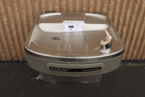 Zurn Elkay LZO8S stainless steel wall mount hands-free drinking fountain, scratch-n-dent, with extra deep basin, chilled, 115V.