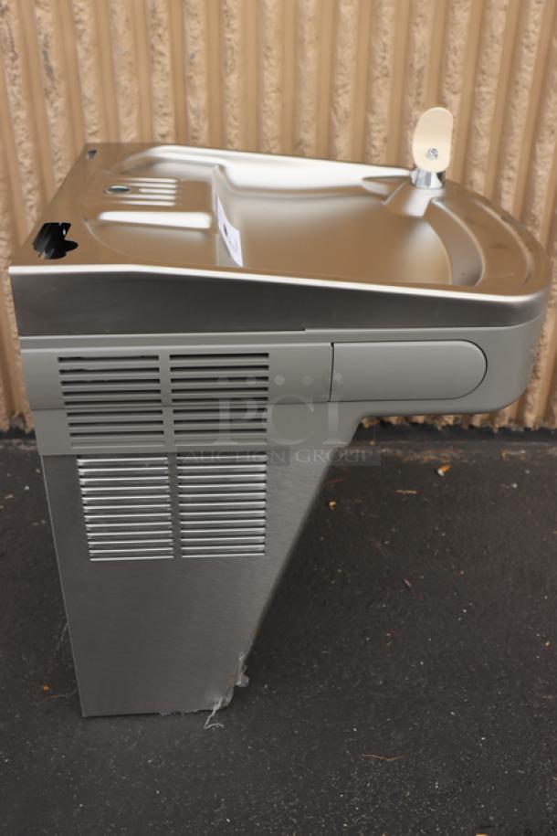 Brand new Zurn Elkay LZO8S wall-mount hands-free filtered drinking fountain, stainless steel, 8 GPH, extra deep basin, 115V.