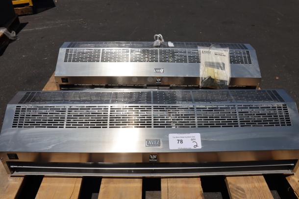 Lavex 42" stainless steel air curtain, model 687BFM1510SS, scratch-n-dent condition, with plunger door switch, manuals included.