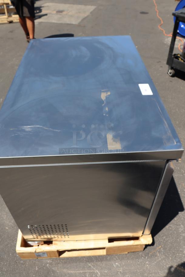 Brand new Avantco SS-UC-48R-HC 48" undercounter refrigerator. Scratch-n-dent condition, stainless steel exterior, on pallet.