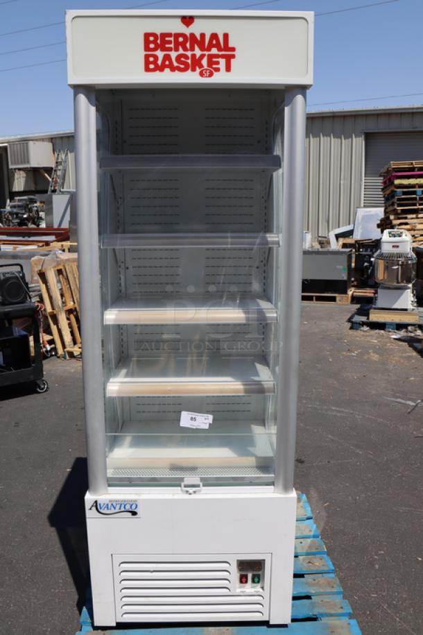 Brand new Avantco WVAC-28HC 28" white refrigerated air curtain merchandiser, scratch-n-dent, 115V, 12.2A, 1,403W, 1 phase.