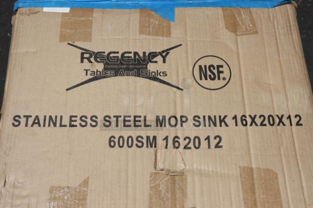 Regency 600SM162012 stainless steel mop sink, 25", slight packaging damage, possible minor scratches or dents.