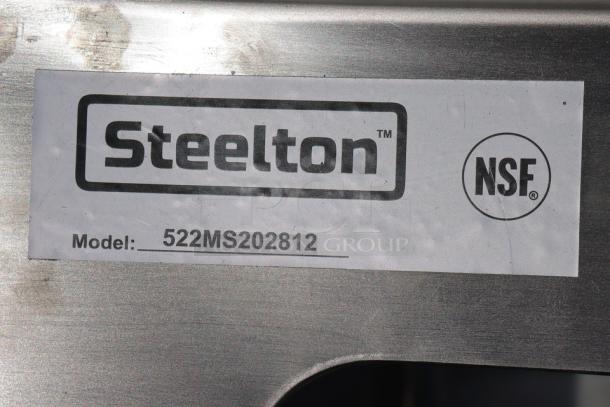 Steelton stainless steel floor mop sink, Model 522MS202812, 16 gauge 304, minor scratches, and dents, NSF labeled.
