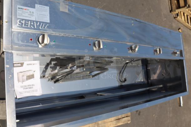 Brand new ServIt Five Pan Electric Steam Table, model 423EST5WOPB. Some scratches and dents. 208/240V, 3750W. S/N: 2024080510025.