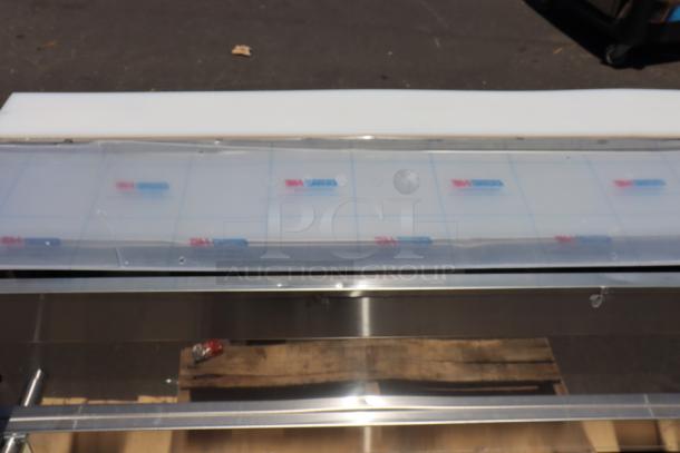Brand new ServIt electric steam table, model 423EST5WOPB, five pan capacity, stainless steel, minor scratches/dents.