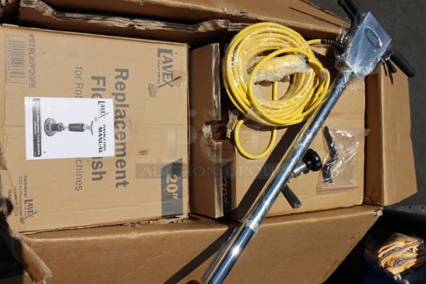 Brand new Lavex 978LAVP20A 20" floor cleaning machine, 175 RPM, 120v, 45ft cord. Damaged original packaging.