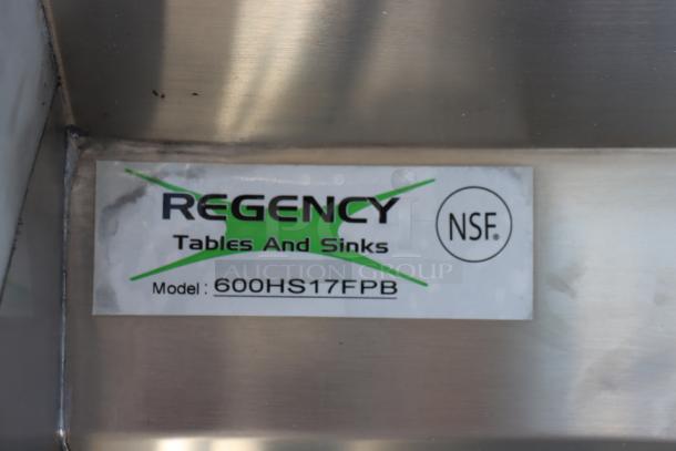 BRAND NEW Regency Hands Free Hand Sink, model 600HS17FPB, with bent top left corner, NSF certified.