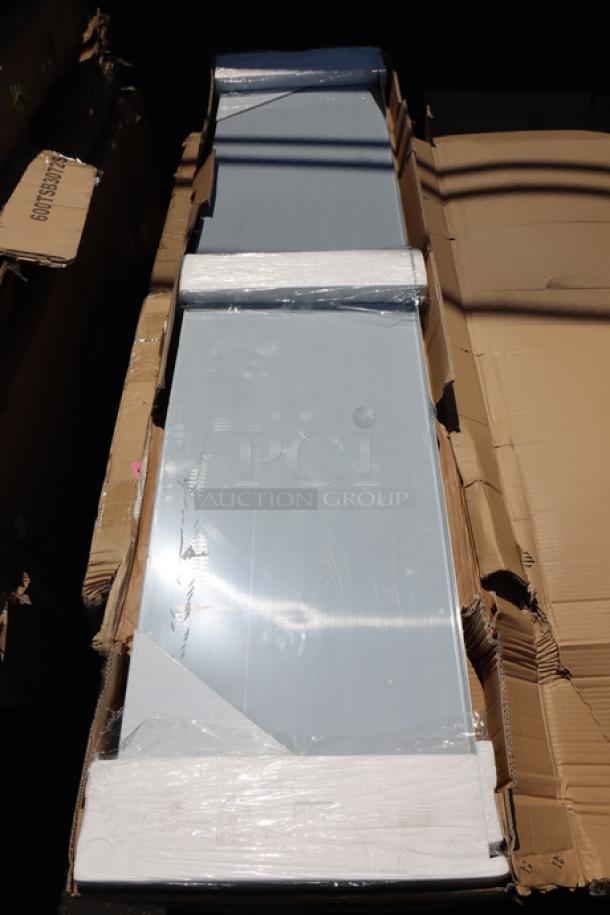 Regency 600WS1884HD 16-gauge stainless steel wall shelf, 18"x84". Minor scratches/dings; original packaging damaged.