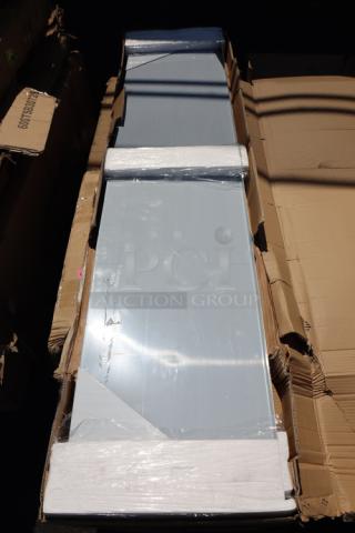 Regency 600WS1884HD 16-gauge stainless steel wall shelf, 18"x84". Minor scratches/dings; original packaging damaged.