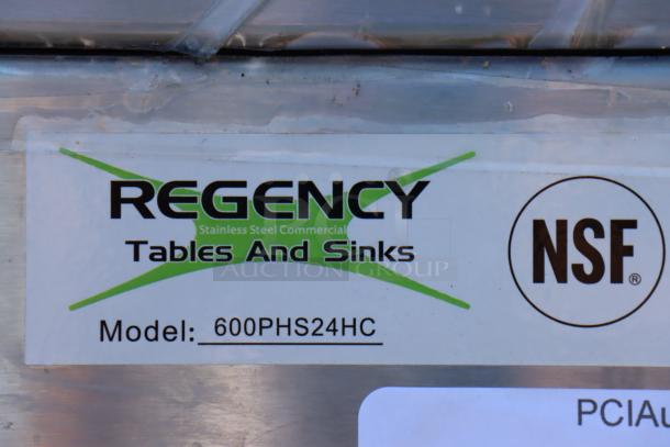 Brand new Regency 600PHS24HC single bowl portable hand sink cart in crate. May have minor scratches or dents. NSF certified.