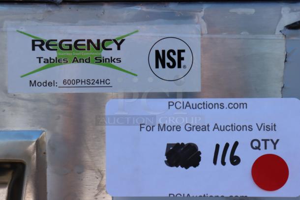 Regency 600PHS24HC single bowl portable hand sink cart, stainless steel, NSF certified, in crate, minor scratches/dents.