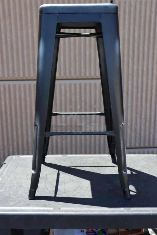 Lancaster Table & Seating metal bar stool, sturdy black frame, suitable for commercial use. Set of 3 with your bid.