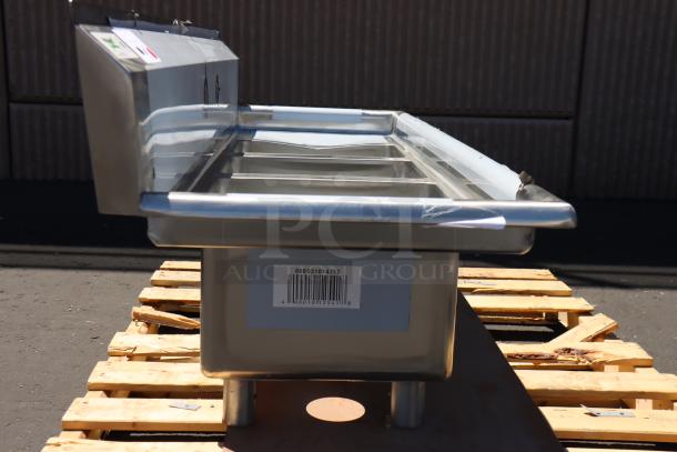 Regency 600S31014212 stainless steel 58" commercial sink, brand new, with three 10"x14"x10" bowls, galvanized legs.