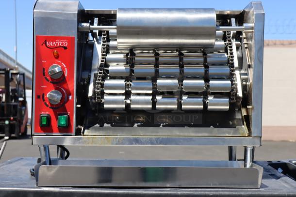 BRAND NEW Avantco BT18A Vertical Conveyor Bun Toaster, 120V, 1600W, minor cosmetic scratches, serial 2900324184BT18A.