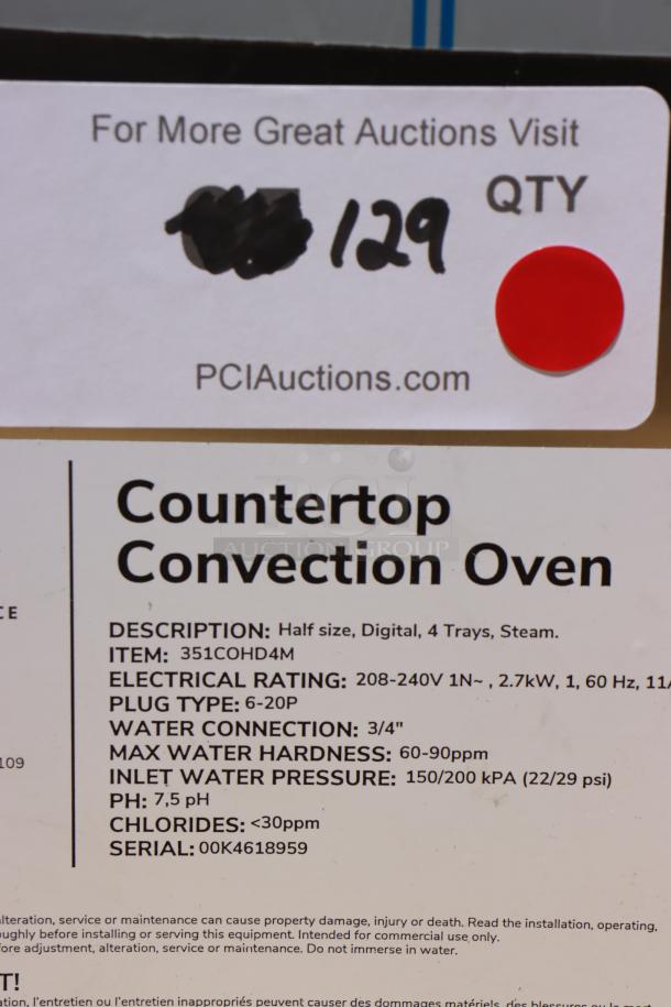 Brand new Cooking Performance Group 351COHD4M electric countertop convection oven, 4 trays, digital, moisture injection, 208-240V.
