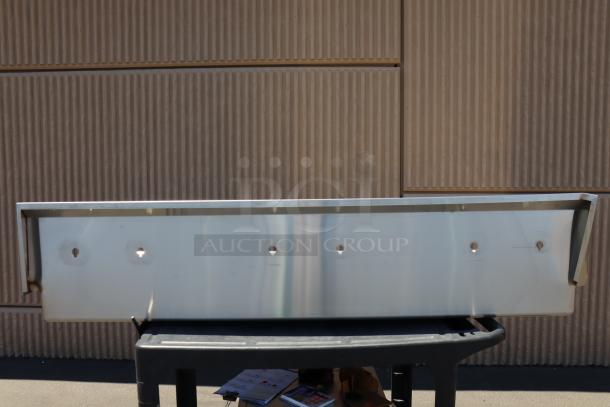 BRAND NEW Sani-Lav 5A3F-0.5 wall-mounted multi-station hand sink, 68"x20", with three 0.5 GPM faucets. Original packaging damaged.