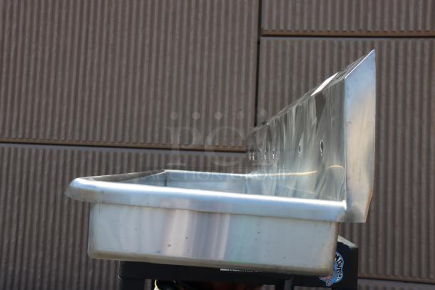 Brand new Sani-Lav 5A3F-0.5 wall-mounted sink, 68"x20", stainless steel, possible scratches and dents.