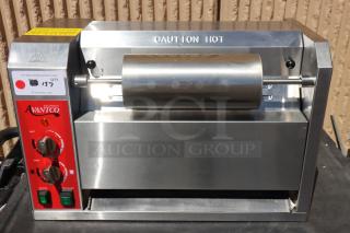 Brand new Avantco BT18AXL vertical conveyor bun toaster, 1600W, with extended length feed tray, minor scratch-n-dent.