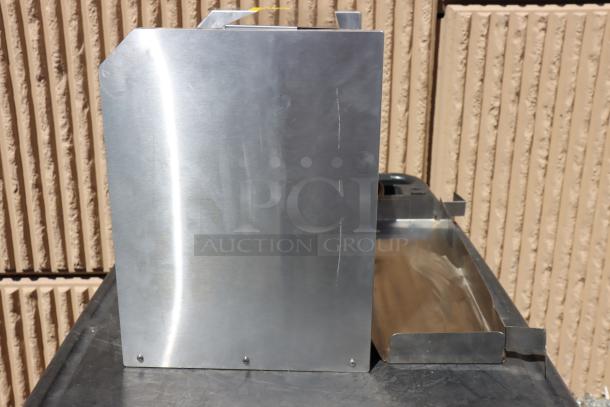 Brand new Avantco BT18AXL bun toaster, vertical contact, stainless steel, extended feed tray, minor scratches, 120V, 1600W.