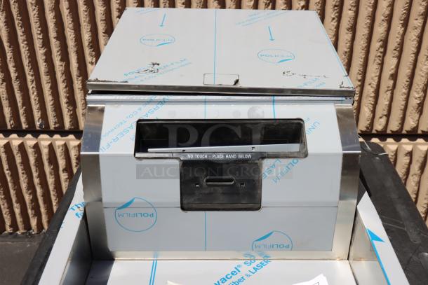 American Specialties Simplicity 10-646924A recessed paper towel dispenser with 12-gal receptacle. Lightly dented.