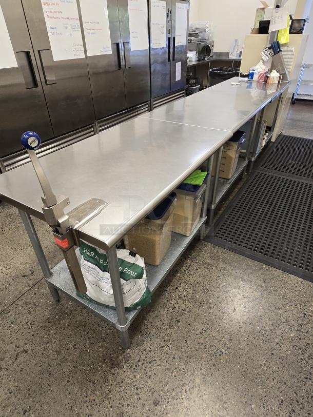 Stainless Steel Prep Tables With Galvanized Undershelves and Can Opener. 4x Your Bid - Image 1 of 1