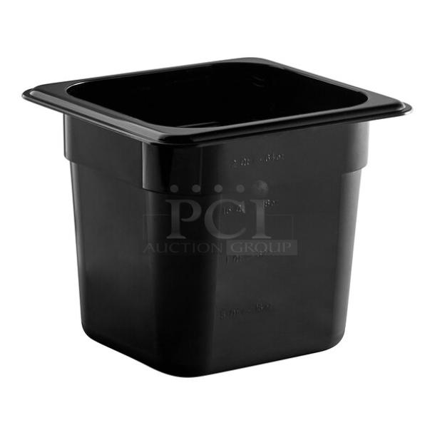 HIGH QUALITY! 1/6 Size Black Polycarbonate Food Pans - 6" Deep. 46x Your Bid - Image 1 of 2