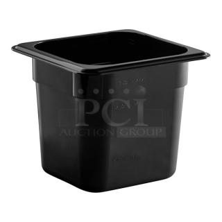 HIGH QUALITY! 1/6 Size Black Polycarbonate Food Pans - 6" Deep. 46x Your Bid