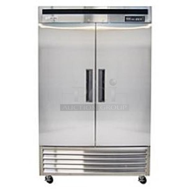 LIKE NEW!! Saturn S49F Two Door Stainless Steel Bottom Mount Reach-In Freezer. IN PERFECT WORKING ORDER! - Image 1 of 3