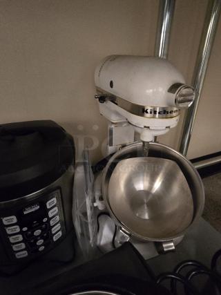 SWEET! KitchenAid KSM8990WH White 8 Qt. Bowl Lift Countertop Mixer with Standard Accessories - 120V, 1 3/10 hp. IN WORKING ORDER!! - Item #1194620